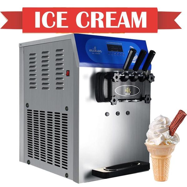 

ice cream making machine 3 flavor commercial soft ce electric 220v 110v stainless steel desksweet maker
