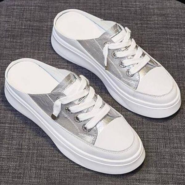 

slippers for women summer fashion no heel platform flats shoes women's white casual sneakers lazy xx667, Black