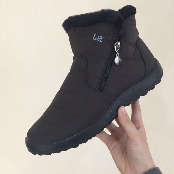 

boots women ankle flats shoes woman booties autumn waterproof winter snow warm shoe chaussures femme zapatos mujer sapato nh046, Black