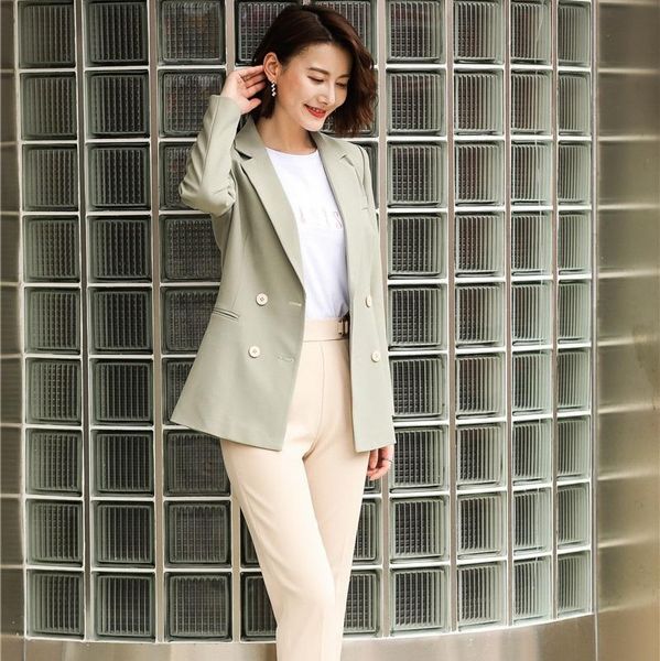 

fall formal ladies pant suits for women business blazer and jacket sets work wear office uniform styles women's two piece pants, White