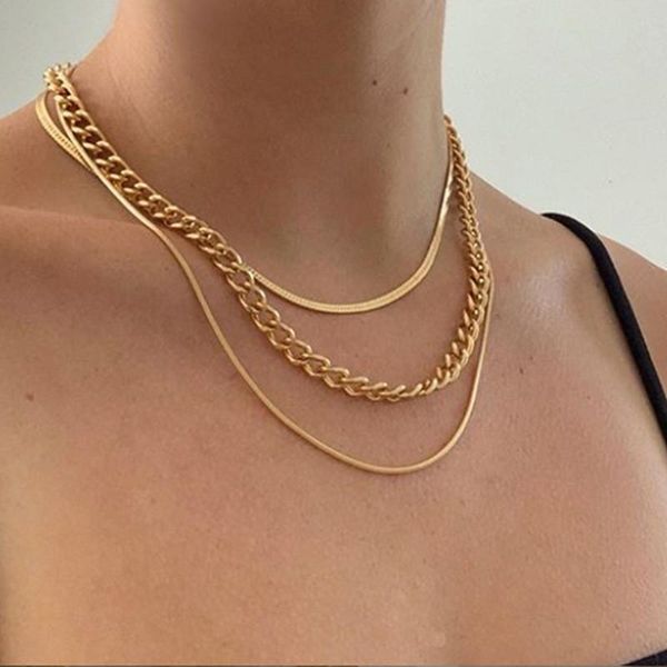 

chains 3 pcs/set clavicle blade choker necklaces multilayer neck chain women fashion jewelry gifts for girls, Silver