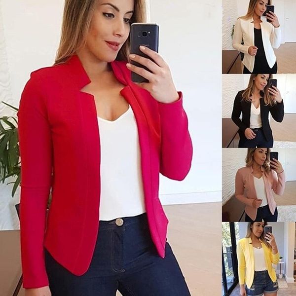 

women's suits & blazers women fashion thin blazer office wear lady lapel long sleeved coat suit slim cardigan solid color casual, White;black