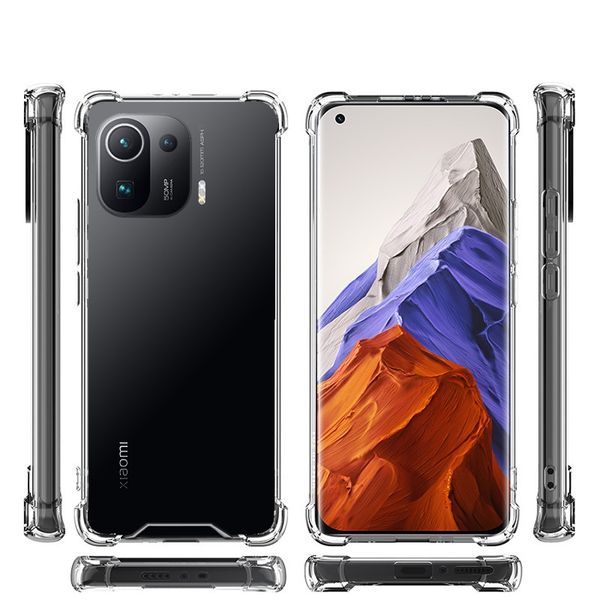 1,0 mm transparente, stoßfeste, harte Acryl-TPU-Hybrid-Rüstungshüllen für Xiaomi 11 Redmi K20 K30 K40 PRO HINWEIS 10 PRO POCO X3 M3 100 TEILE/LOS