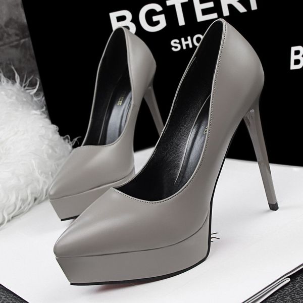 

288-1 fashion red bottom women dress shoes high heels 12cm ladies nude color pu pointed sandals banquet stylist shoes party summer studded o, Black