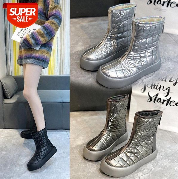 

snow boots, flat-bottomed middle tube, non-slip, outing, leisure and waterproof cotton boots for schoolgirls #cu85