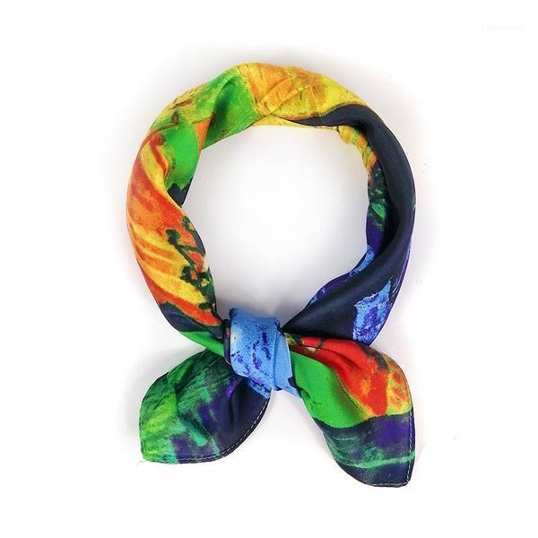 

53*53cm luxury square scarf hair tie band women elegant small vintage skinny scarf retro head neck silk square scarves1, Blue;gray