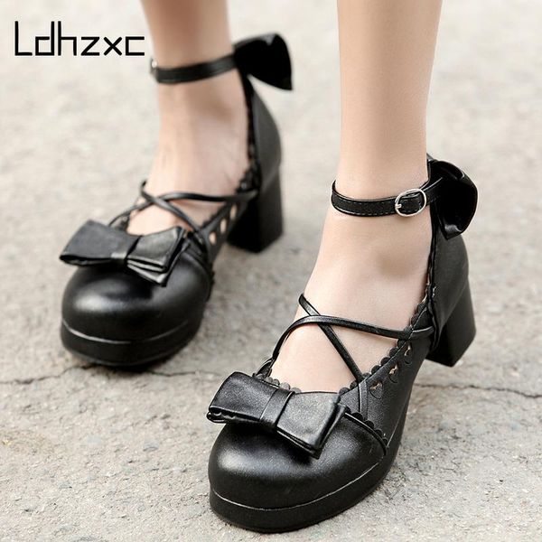 

dress shoes ldhzxc college student lolita womens pump gothic platform female fashion buckle comfortable, Black