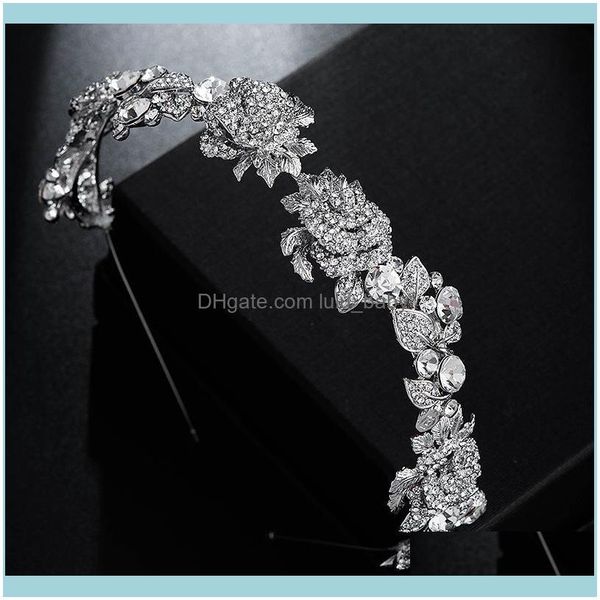 Barrettes Gioielli GioielliFiori di cristallo Fascia per capelli Cintura Diademi nuziali Corona Strass Diadema Spettacolo Velo Tiara Fascia Capelli da sposa di lusso