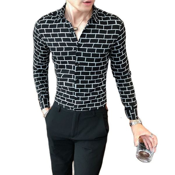 

men's trench coats long sleeved shirts, fashionable plaid printed clothes, casual, tight fitting, social activities, fashion stores, sp, Tan;black