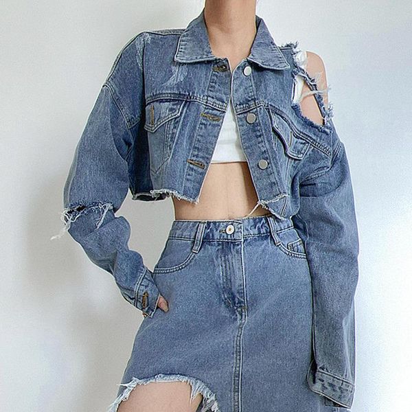 

women's jackets fall jean jacket women fashion loose punk long sleeve sml woman short girl crop female cropped denim, Black;brown