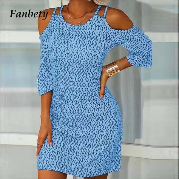 

casual dresses spring off shoulder sling party dress 2021 autumn elegant 3/4 sleeve floral print mini women loose a-line, Black;gray