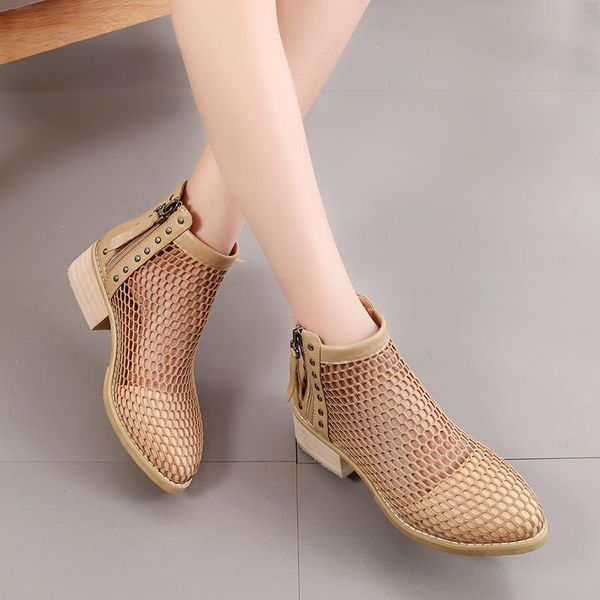 

sandals 2021 spring and summer mesh hollow women's in the heel breathable net boots fashion short tube, Black