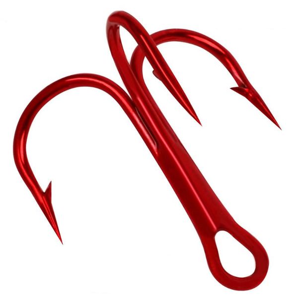 

fishing hooks 35647 red three hook supplies barbed anchor road tackle 100pcs / bag 2# 4# 6# 8#10#