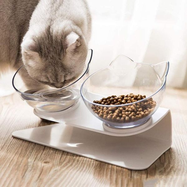 

cat bowls & feeders food bowl oblique mouth transparent double neck guard inclined pet