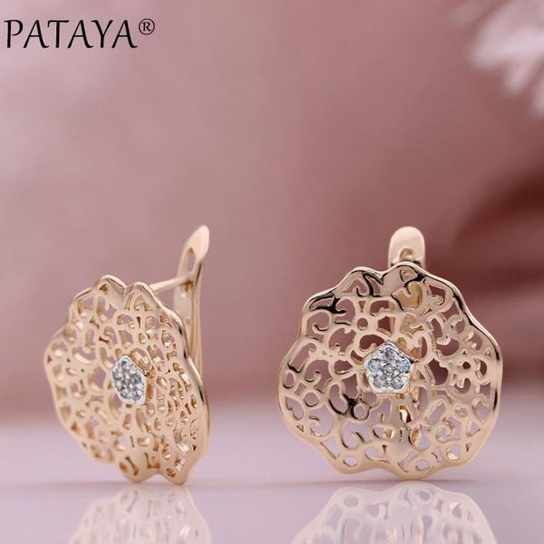 

dangle & chandelier pataya 585 rose gold hollow flower earrings natural zircon irregular creative women vintage fashion jewelry, Silver