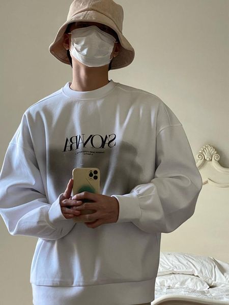 

men's hoodies & sweatshirts 2021 autumn and winter fashion all-match long-sleeved pullover sweater japanese simple letter top, Black