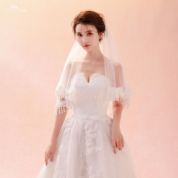 

bridal veils lzp350 real accessories wedding veil 1.5 meters small grape string design lace ivory blusher, Black