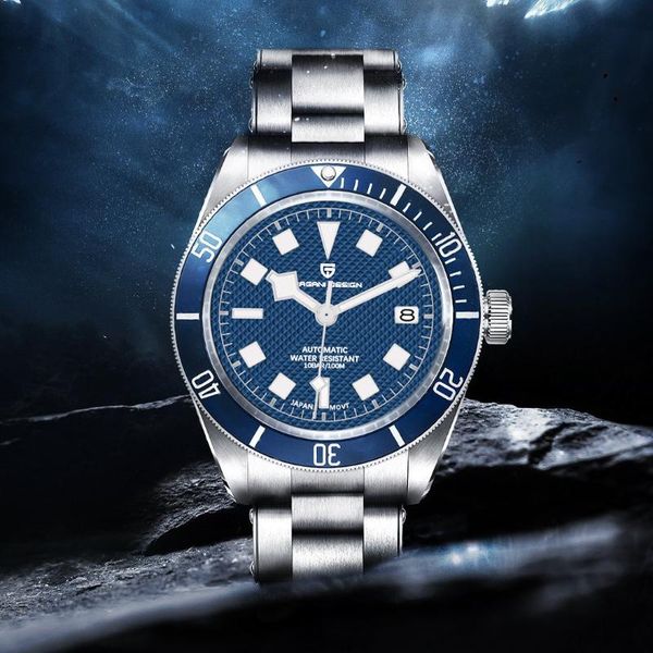 

wristwatches 2021 pagan design bb58 man hanical watch for of luxury automatic nh35 100m clo, Slivery;brown
