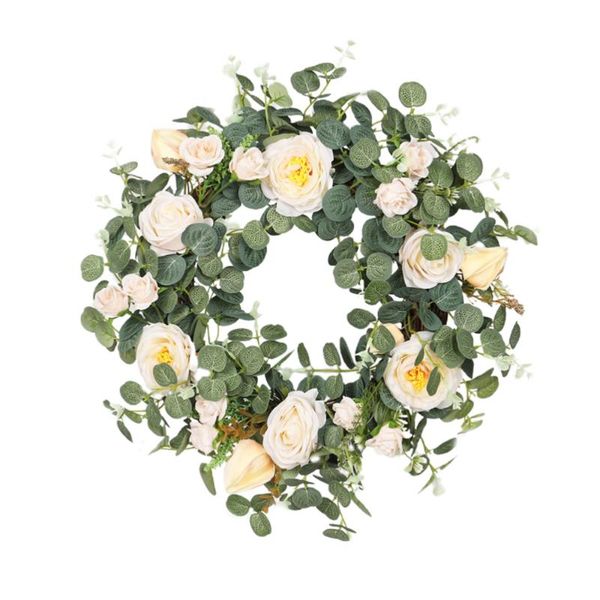 

1pc simulation eucalyptus wreath decorative garland hanging pendant (green