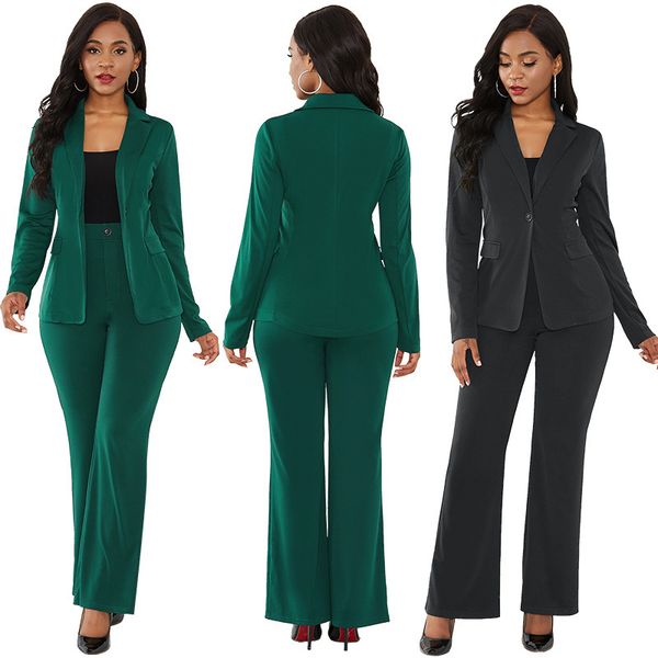 Abiti da lavoro da donna per ufficio Abiti da lavoro per donna Uniforme femminile Slim 2 pezzi Set Giacca da donna a maniche lunghe Cappotto e pantaloni Abiti eleganti 210507