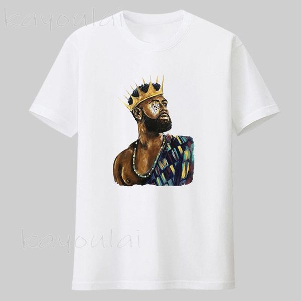

men's t-shirts wholesale men t shirt i am black king print tees african american, White;black