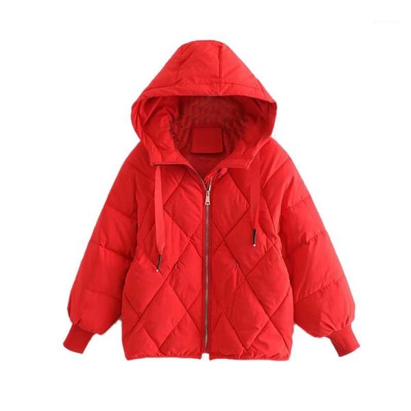 

winter slim long-sleeved cotton jacket loose down womens hooded warm coat1, Black