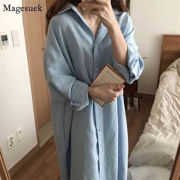 

spring long shirt dress women vintage cotton white female sleeve plus size es for robe vestido 9649 210512, Black;gray