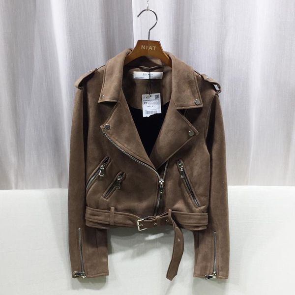

women's jackets loose jacket women korean style bf long-sleeved suede locomotive lapel short s, Black;brown