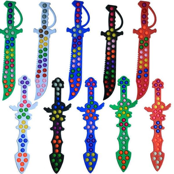 

halloween fidget pioneer sword toy push bubble finger kids rainbow puzzle sensory decompression therapy toys board game gifts relieves stres