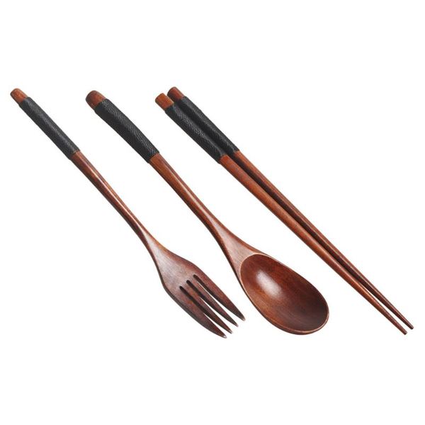 

spoons 1 set portable camping and picnic tableware wooden fork spoon chopsticks