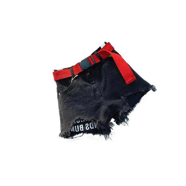 

fashion kids girls letter printed denim shorts, Black