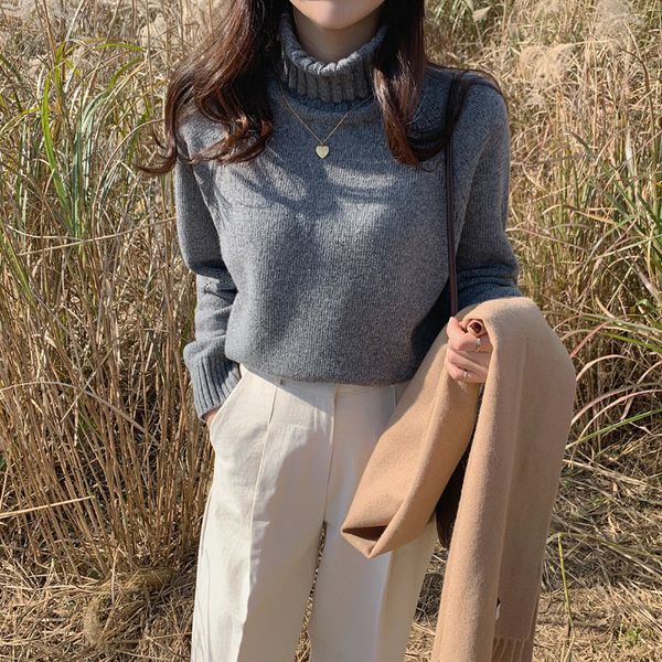 

women's sweaters mulheres outono inverno camisola roupas gola alta pulver malha grosso quente com nervuras jumpers casual coreano preto, White;black