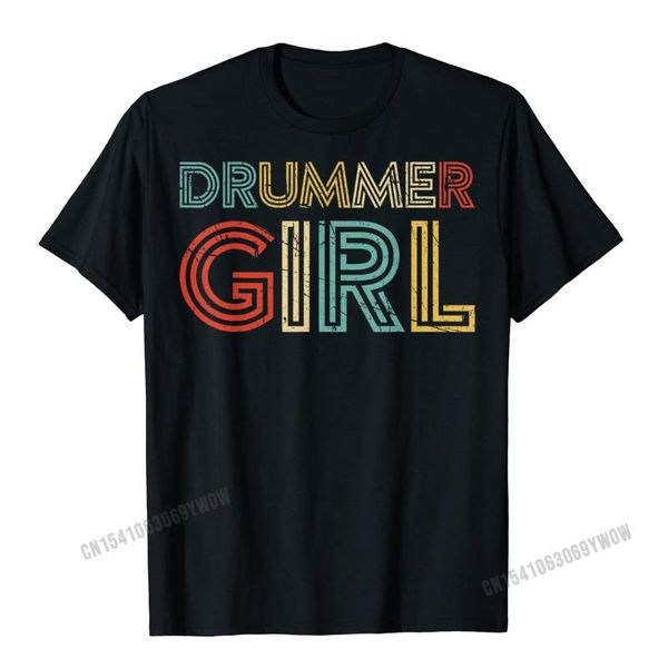 

men's t-shirts drummer girl retro vintage drumming musician percussionist t-shirt t shirt casual graphic harajuku design for men, White;black