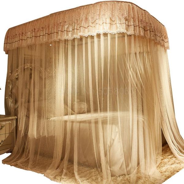 

mosquito net 2021 rail 1.5 m encryption thick u-track 1.8m bed home red pattern