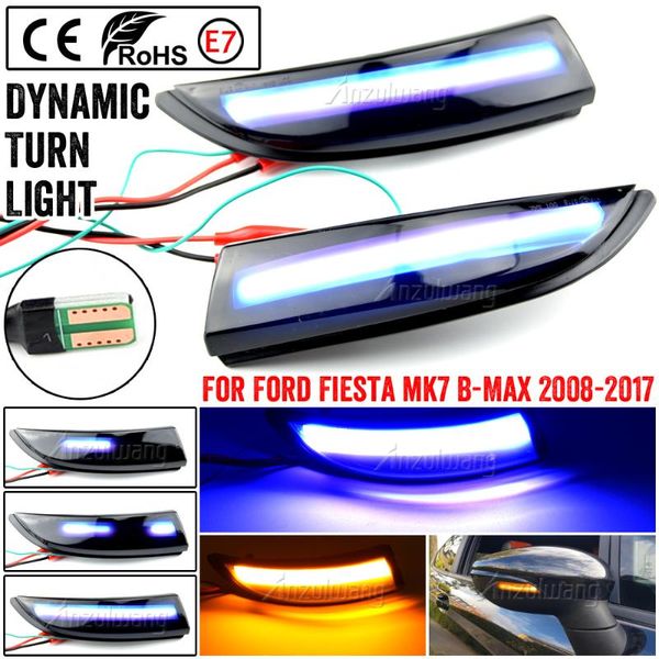 

2x flowing turn signal light led side wing rearview mirror dynamic indicator blinker for fiesta 6 vi /uk 7 b-max 08-17 emergency lights