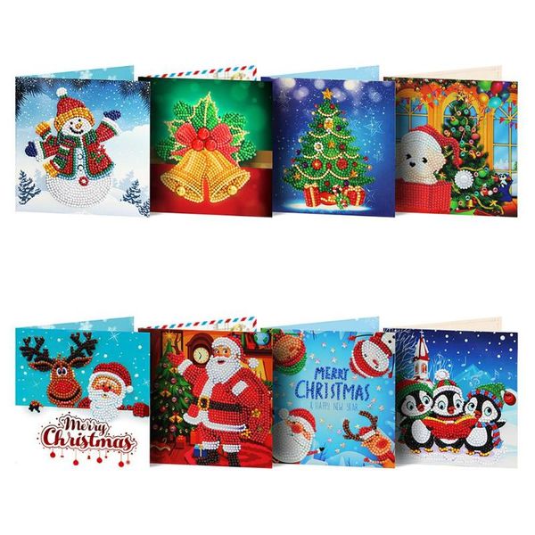 

greeting cards 8pcs/set 5d diy resin diamond painting set for christmas