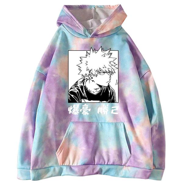 Janpanese Benim Kahraman Academia Hoodies Erkek Kadın Uzun Kollu Rahat Polar Harajuku Kazak Hoodie Tie-Boya Hoodie Y0803