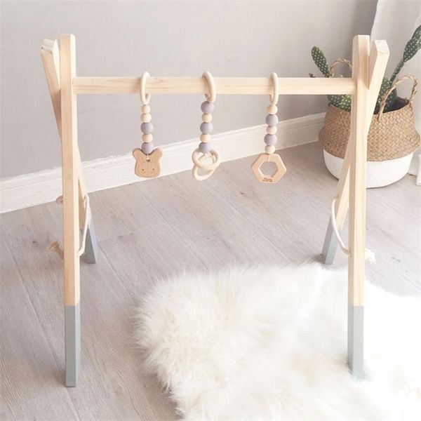 Nordic Style Baby Gym Play Frame деревянные детские детские сенсорные кольцевые кольцевые игрушки 210320