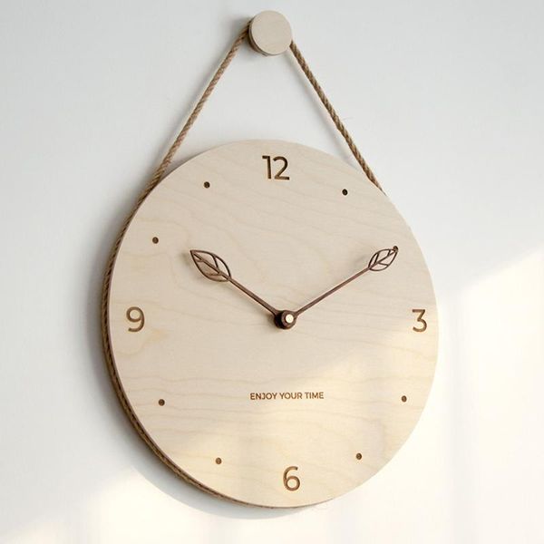

wall clocks 12 inch nordic wooden pendant clock for living room creative kitchen hanging watch home furnishing decoration