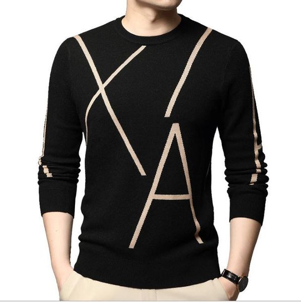 

men's sweaters fashion brand knit high end designer winter wool pullover black sweater for man cool autum casual jumper male j3414, White;black