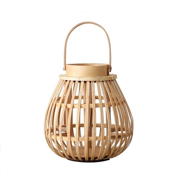 

candle holders hanging lantern bamboo woven candlestick decorative candleholder garden decor natural hollow handle