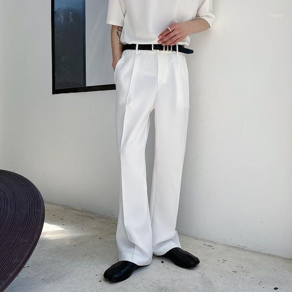 

men's suits & blazers chic straight suit pants casual long loose trousers black white apricot h90, White;black
