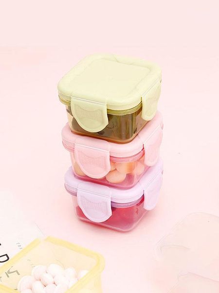 

storage bottles & jars 4pcs/set fresh-keeping snack container food pp portable square kitchen sealing box 60ml mini fresh