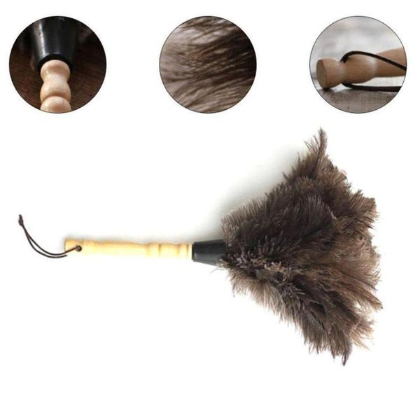 

car sponge 1 pc ostrich feather brush anti-static duster cleaning handle tool wooden with 2 cleaner multi-purpose size dust t2g6