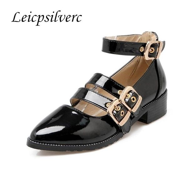 

dress shoes mary jane spring and summer women's retro thick heel rome shallow mouth sharp head single, Black