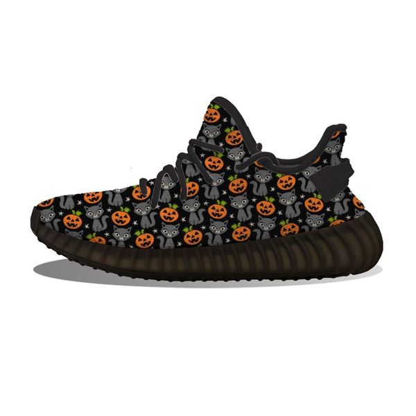 

diy custom halloween cat and smile pumpkin running shoes mesh printed mens womens trainers outdoor sports sneakers