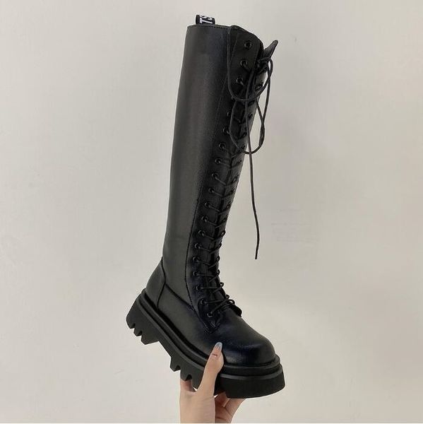 Kadın Çizmeler Siyah Platform Ayakkabı Diz Üzerinde Bayan Boot Deri Ayakkabı Eğitmenler Spor Sneakers Boyutu 35-40 11