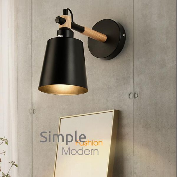 

modern e27 wall lamp for bedroom bedside indoor lighting white black wood metal light el study corridor stair deco