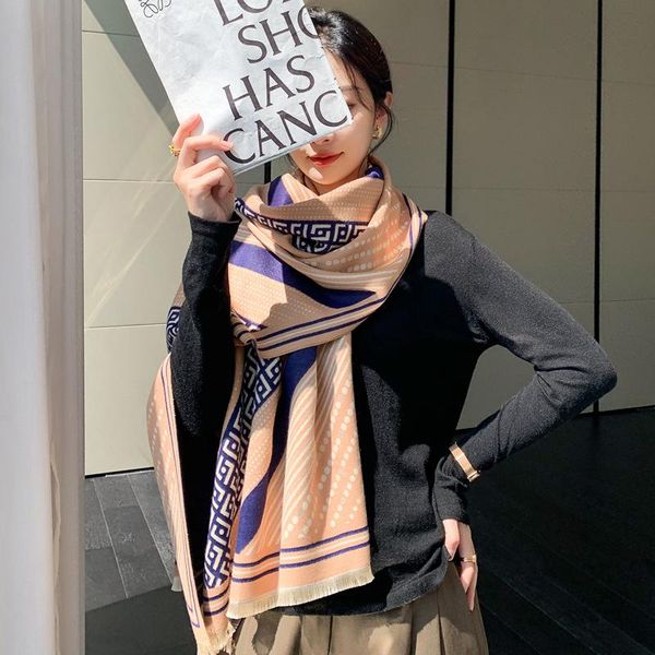 

scarves scarf women winter wild korean version of the twill shawl double-sided thickened warm spring and autumn imitation cashmere, Blue;gray