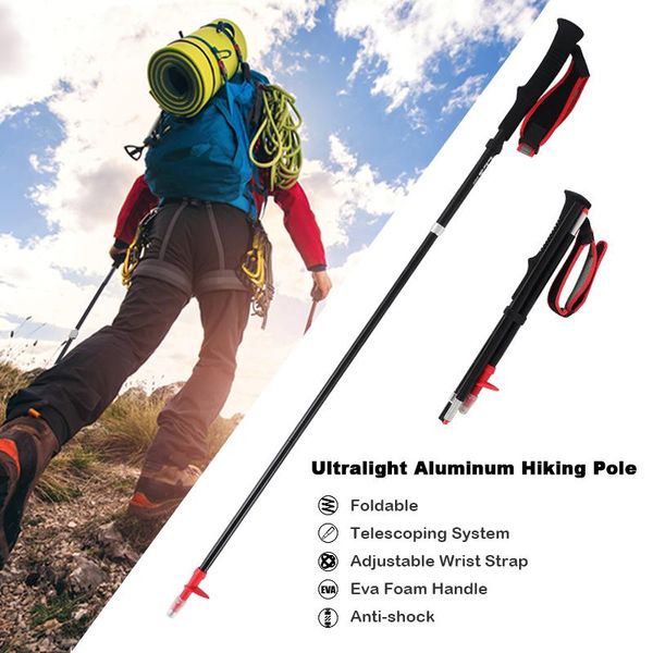 

trekking poles outdoor portable hiking walking pole ultra-light folding stick